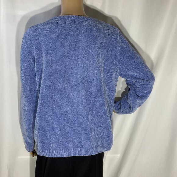 Alfred Dunner Sweater Sz Small Blue Geometric - Picture 3 of 10